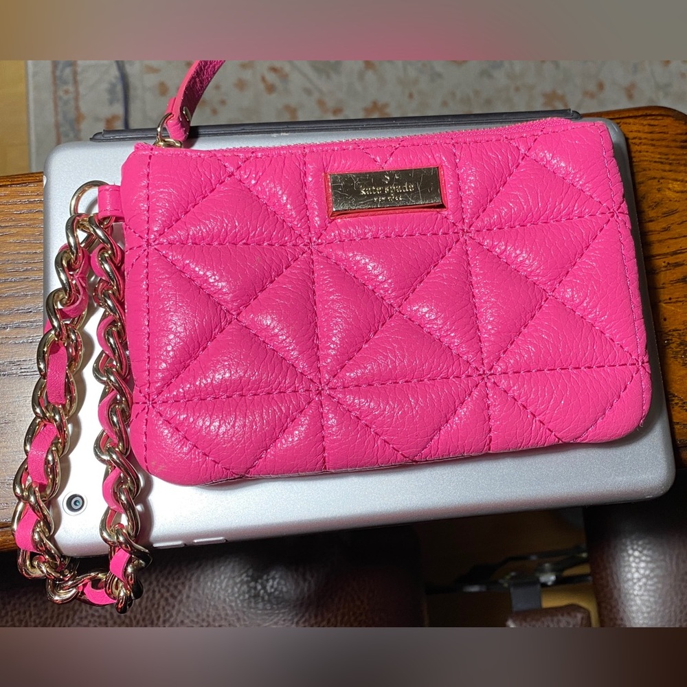 Kate Spade ♠️ Pink Quilted Leather Wristlet